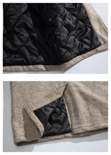 Plaid Woolen Quilted Long Coat