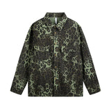 Leopard Green Denim Jacket