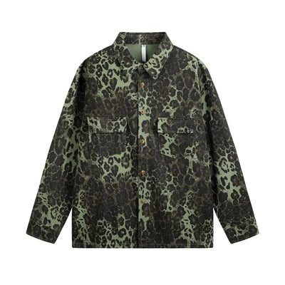 Leopard Green Denim Jacket