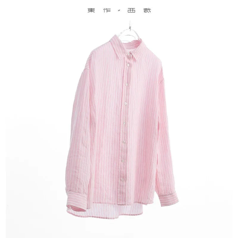 Women's Old Money Striped Long-Sleeve Shirt