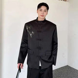 Korean Style Bamboo Pattern Long Sleeve Shirt