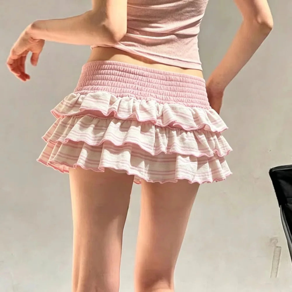 Y2K Tiered Ruffles Mini Skirt