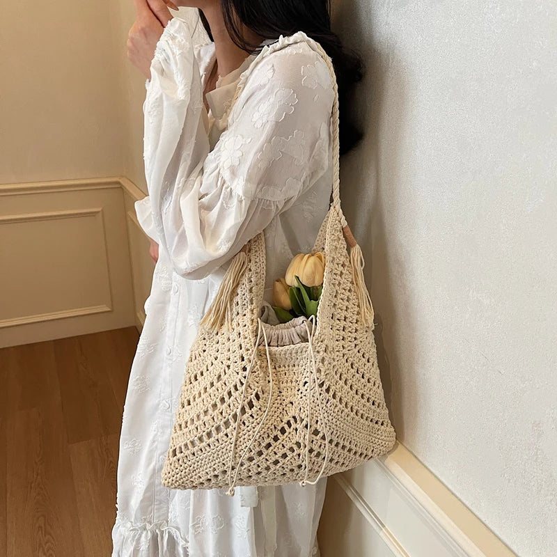 Crochet Women Summer Beach Tote Bags