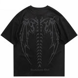 Suede Devil Wings Skeleton Graphic T-Shirt