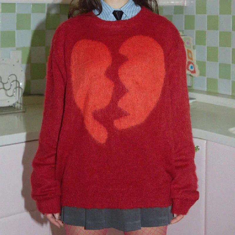 Oversized Knitted Sweater Graphic