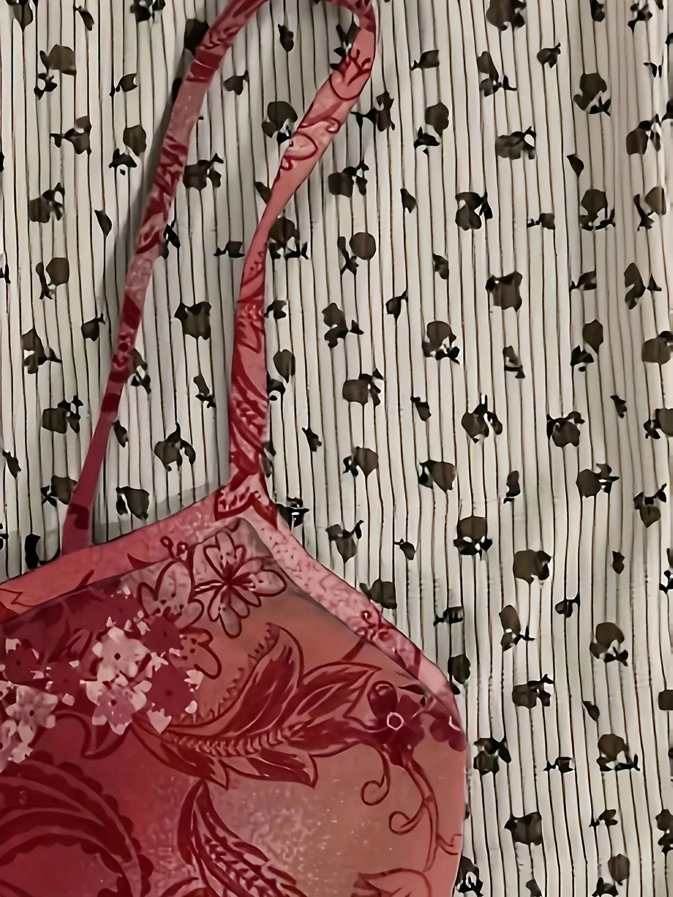 Y2K Red Floral Sheer Cami Crop Top