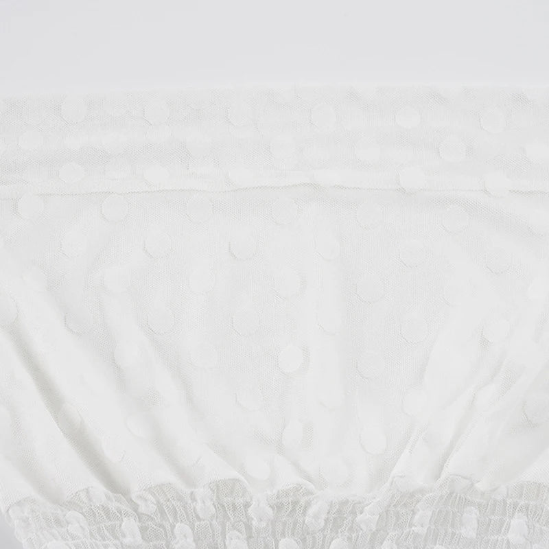 Y2k Cropped Off-shoulder Mesh Top