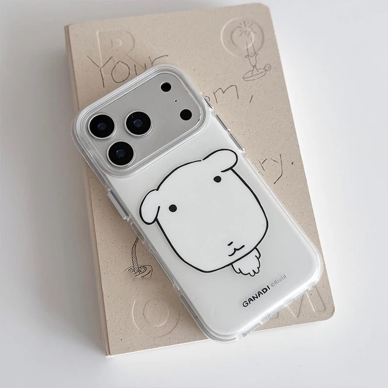 Korean Aesthetic Puppy Print iPhone Case