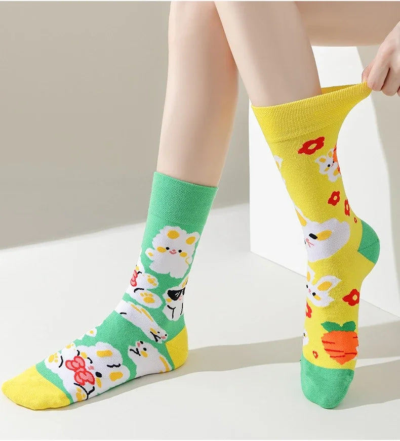 Cartoon Irregular Style Colorful Breathable Unisex Socks