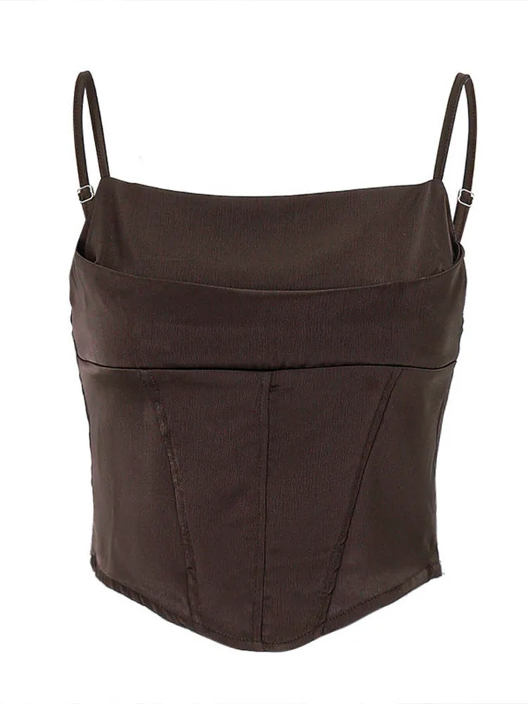 Spaghetti Strap Backless Crop Top