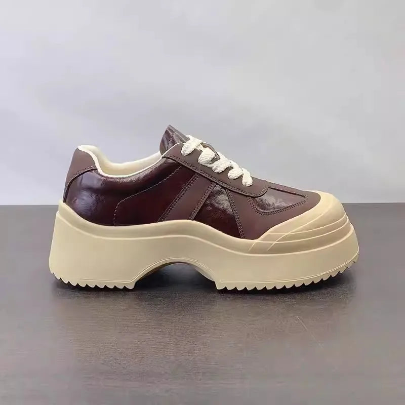 Thick Bottom Casual Leather Platform Shoes