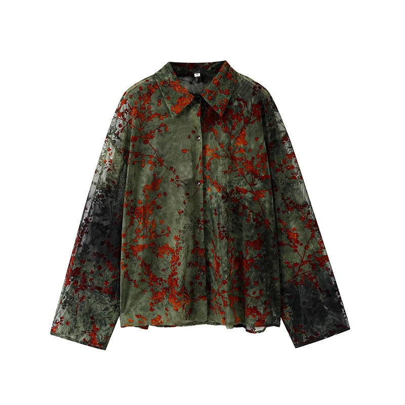 Women's French Vintage Floral Pattern Shirt