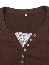 Grunge V-neck Button Long Sleeve Top
