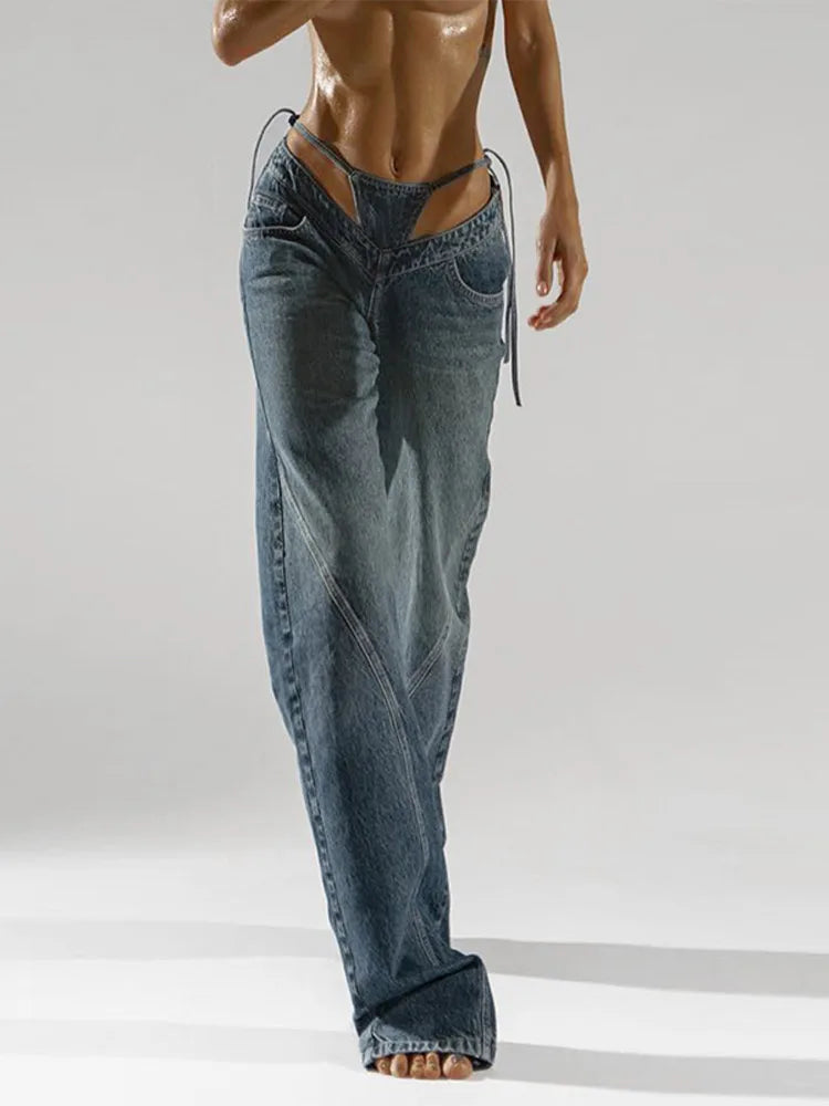 Baddie Cut Out Low Rise Jeans