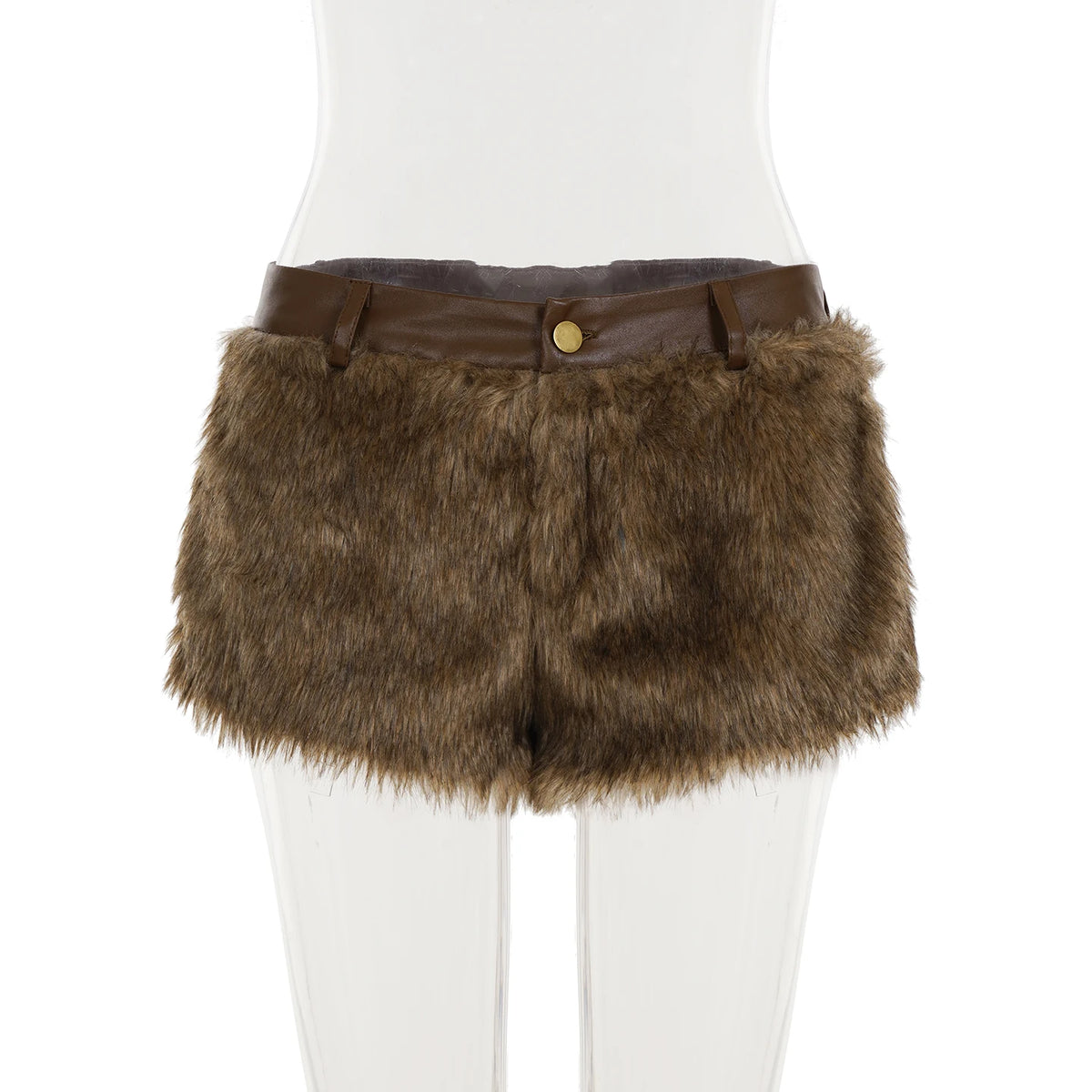 Y2K Grunge Faux Fur Mini Shorts