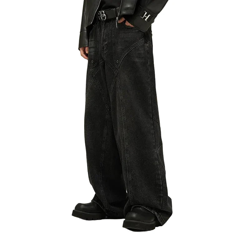 Black Grunge Wide Leg Jeans