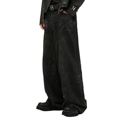 Schwarze Grunge-Jeans mit weitem Bein