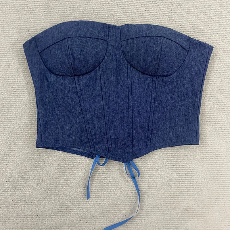 Y2K Denim Strapless Corset