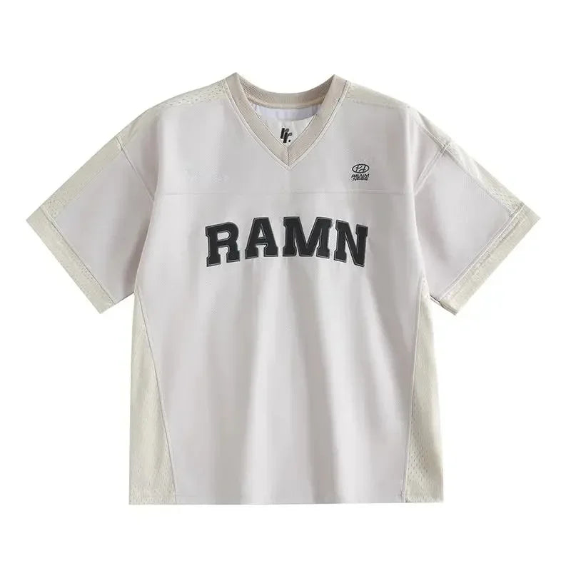 American Sports Patchwork Casual T-Shirt
