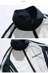 Lightweight Blue Patchwork Windbreaker Jacket