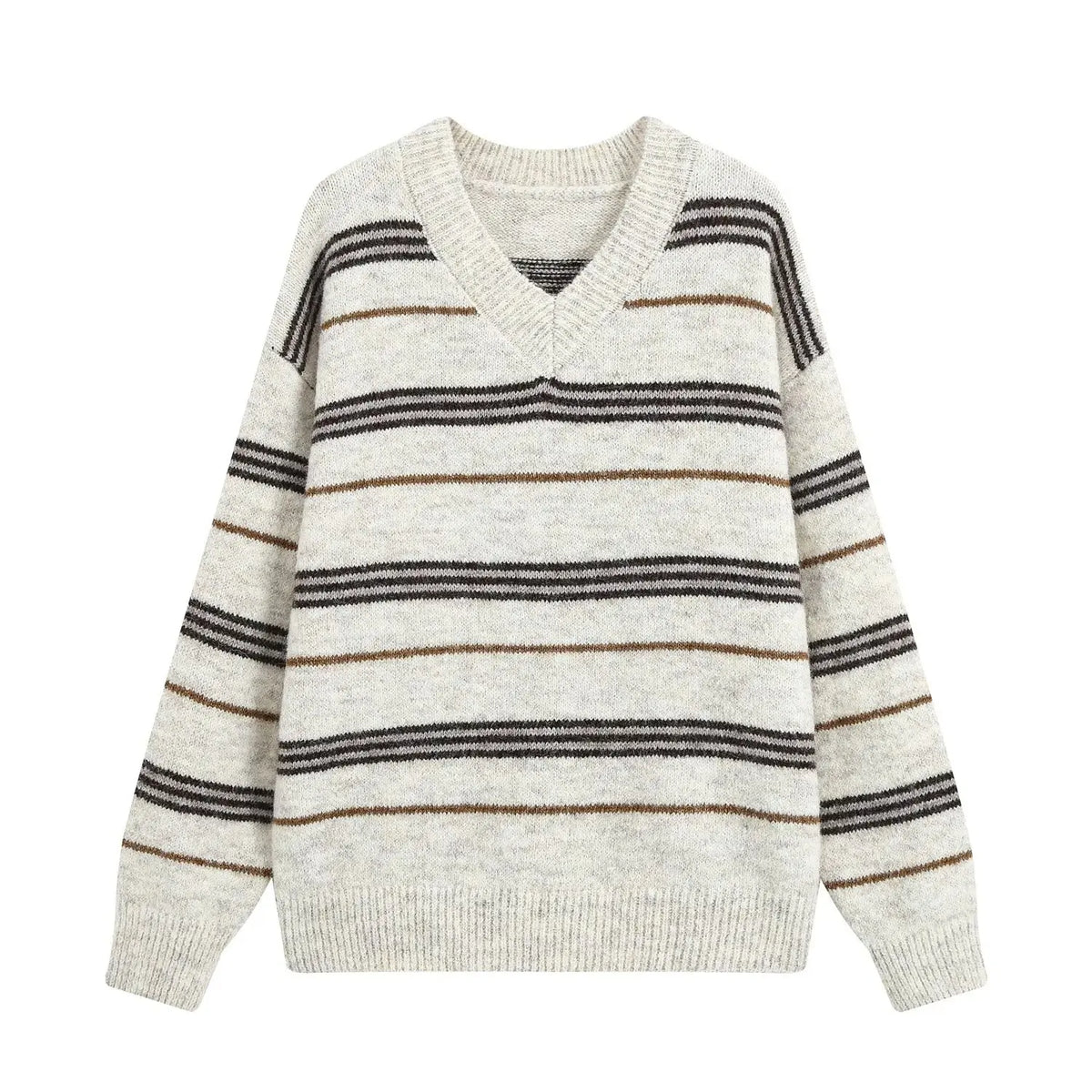V-neck Stripped Sweater