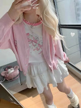 Sweet Pink Skater Girl Rabbit T-Shirt