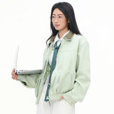Mint Green Aviator Women's Minimal Varsity Jacket