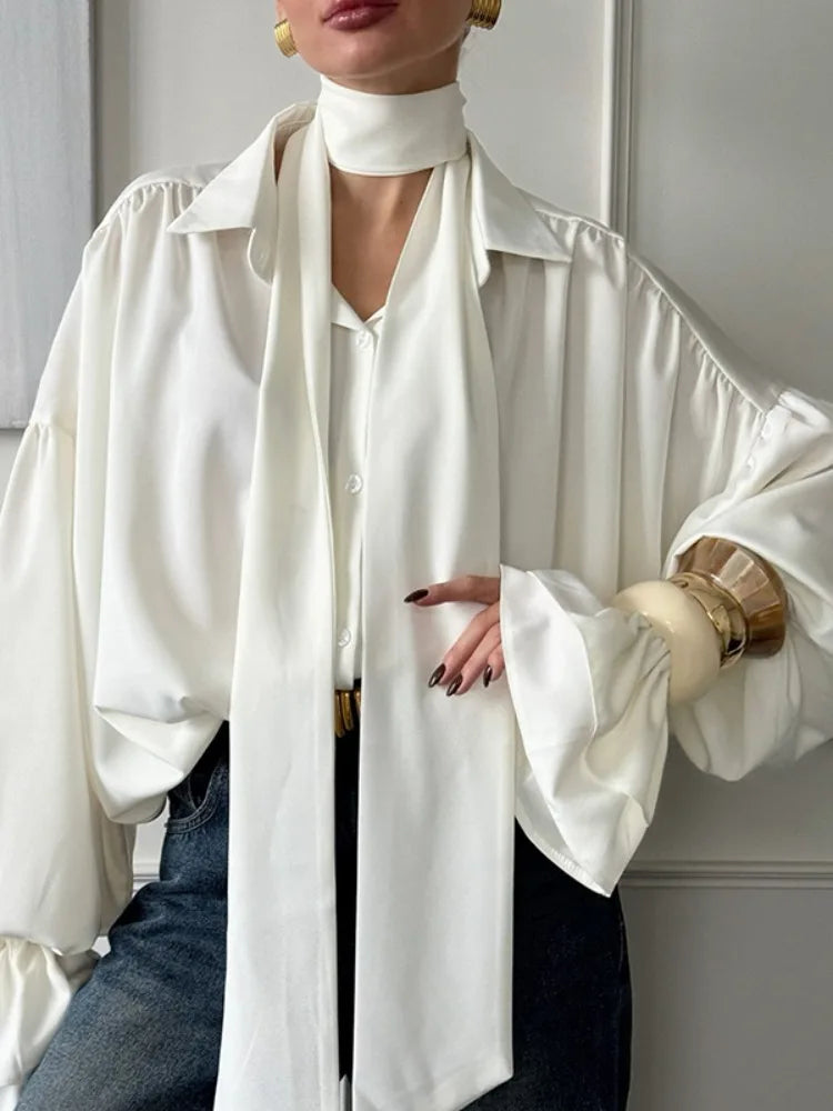 Solid White Women's Elegant Blouse
