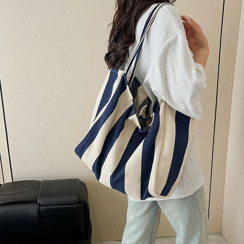 Striped Canvas Shoulder Bag