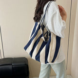 Striped Canvas Shoulder Bag