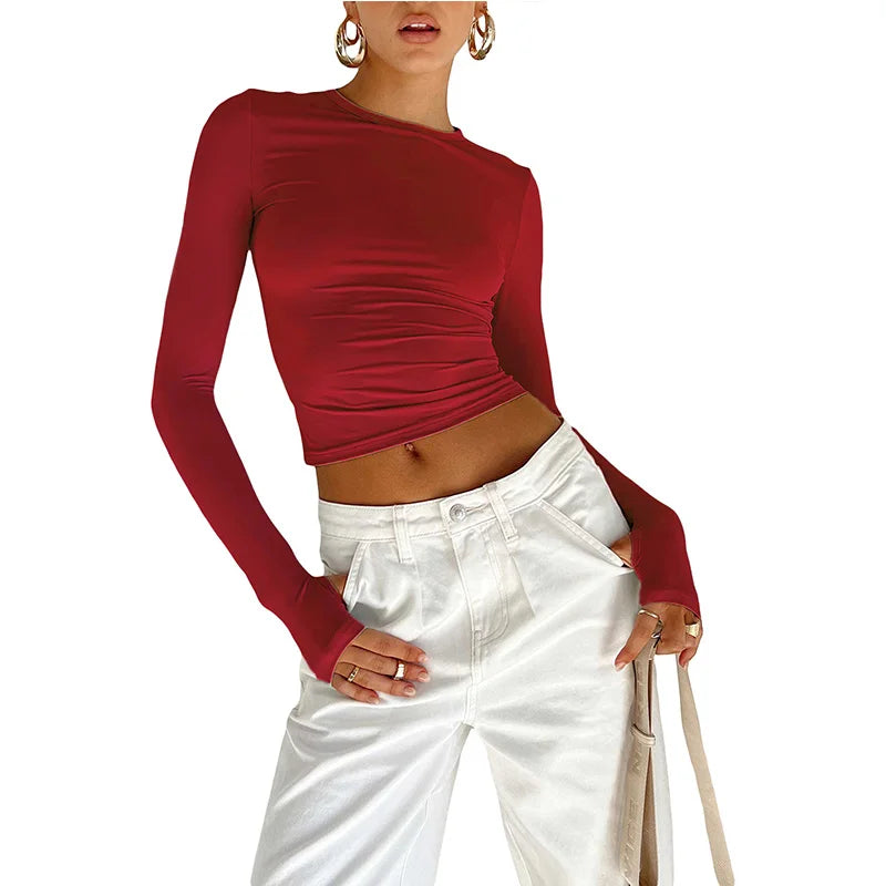 Y2K Long Sleeve Slim Women's Top
