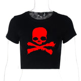 Y2K Gothic Skull Vintage Grunge Graphic Crop Top