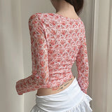 Coquette Floral Print Patchwork Top