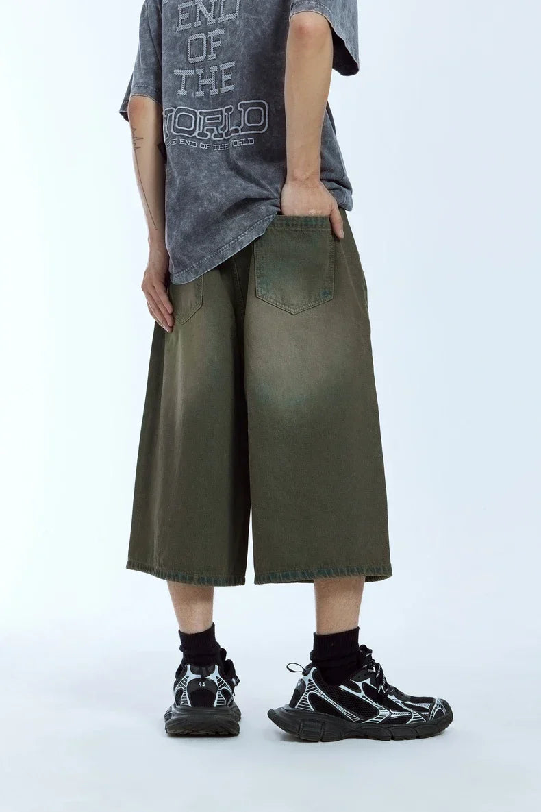 Ripped Wide Leg Carpenter Jorts