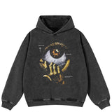 Hip-Hop Evil Eye Black Washed Hoodie
