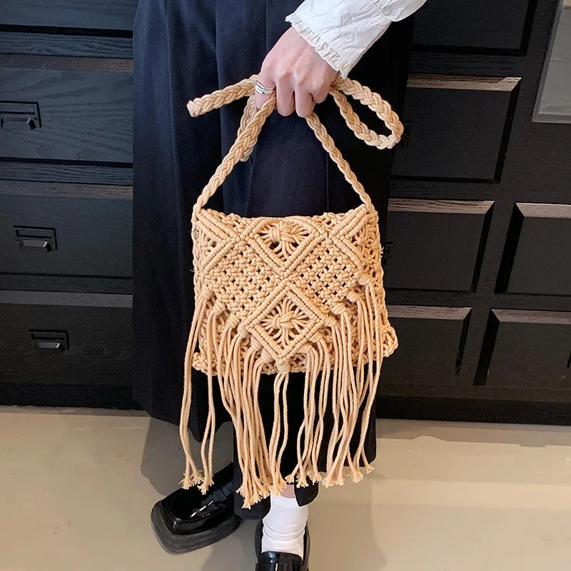 Women Crochet Tassel Beach Bag