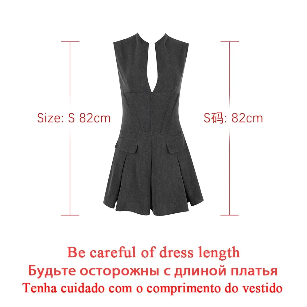 Gray dress with measurements on a white background