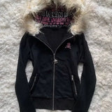 Gothic Punk Skull Fur Hoodie
