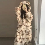Bata con capucha de franela gruesa para mujer