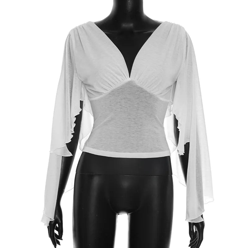 Draped Black Sleeve Blouse