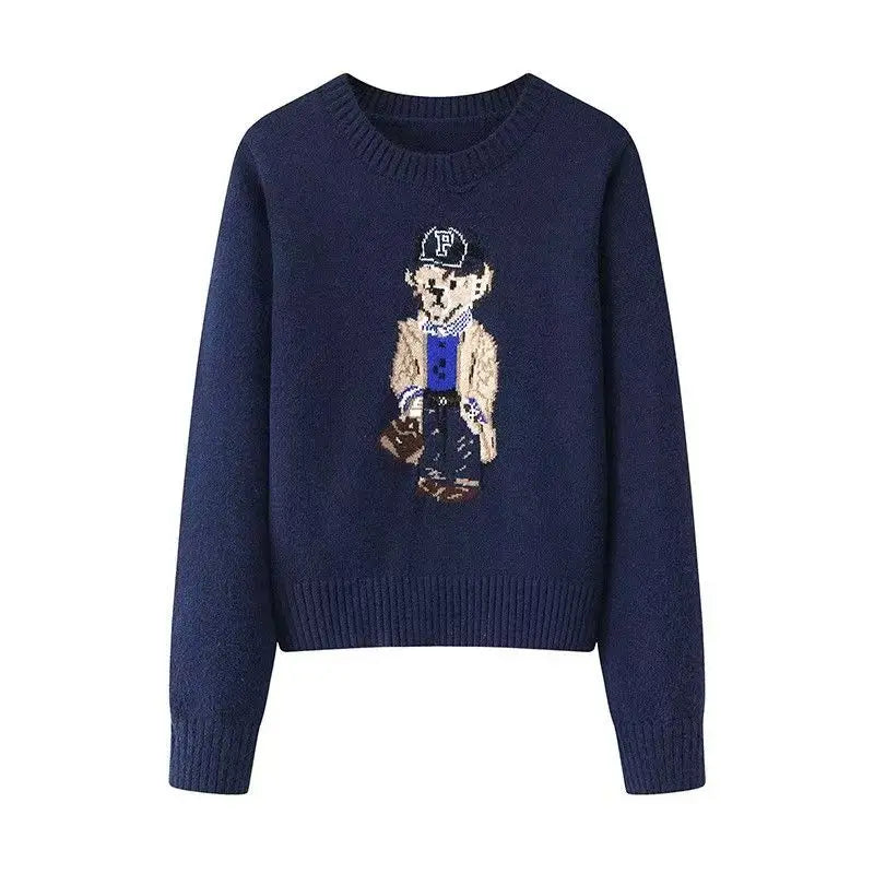 Cozy Bear Print Knitted Sweater