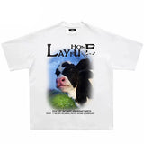 Cow Letter Print Oversized T-shirt