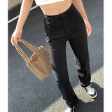 High Waist Korean Straight Leg Jeans