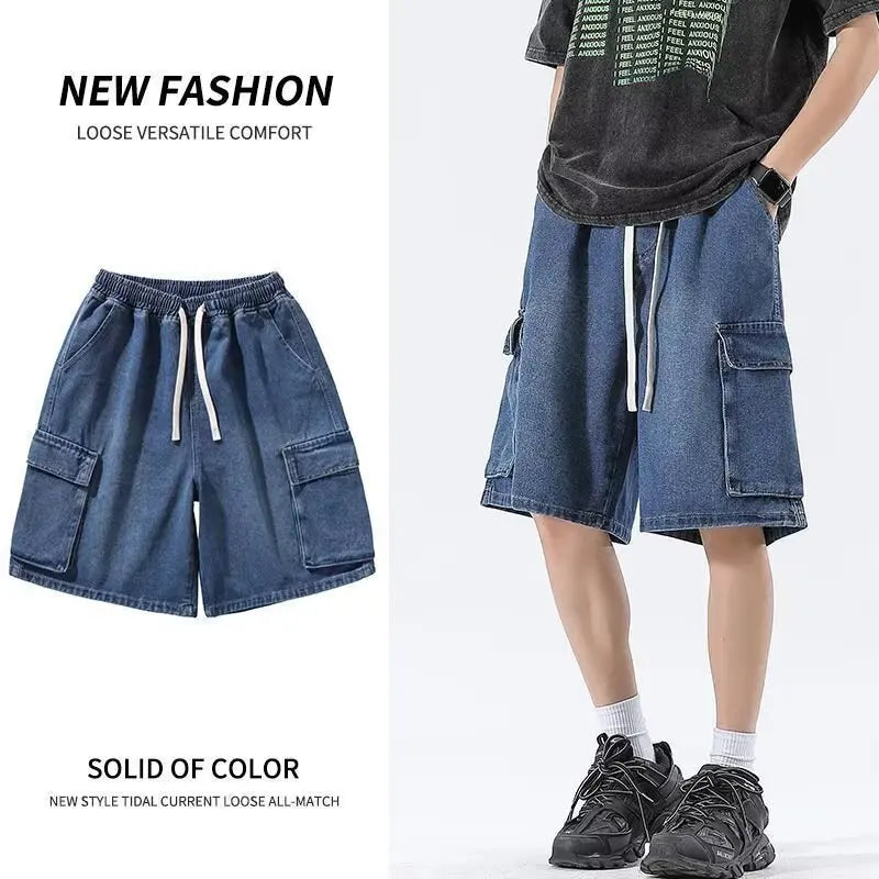 Multi-pocket denim short