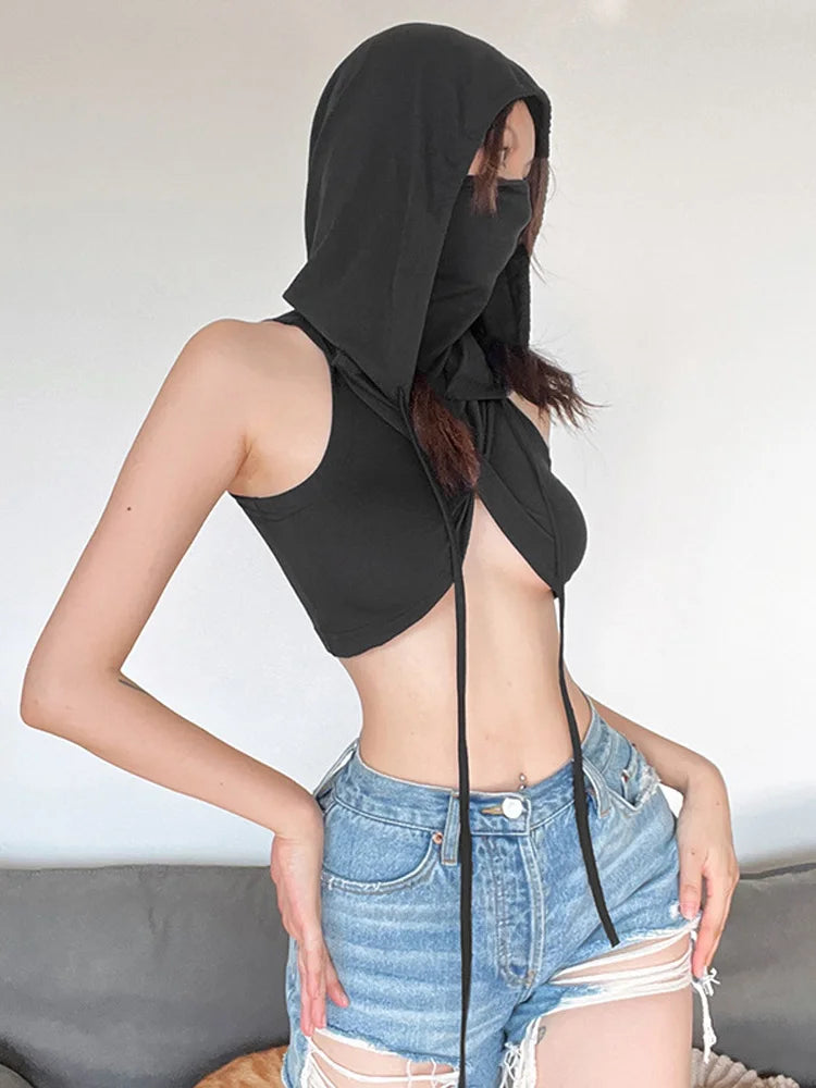 Hooded Solid Slim Sexy Tanks Top