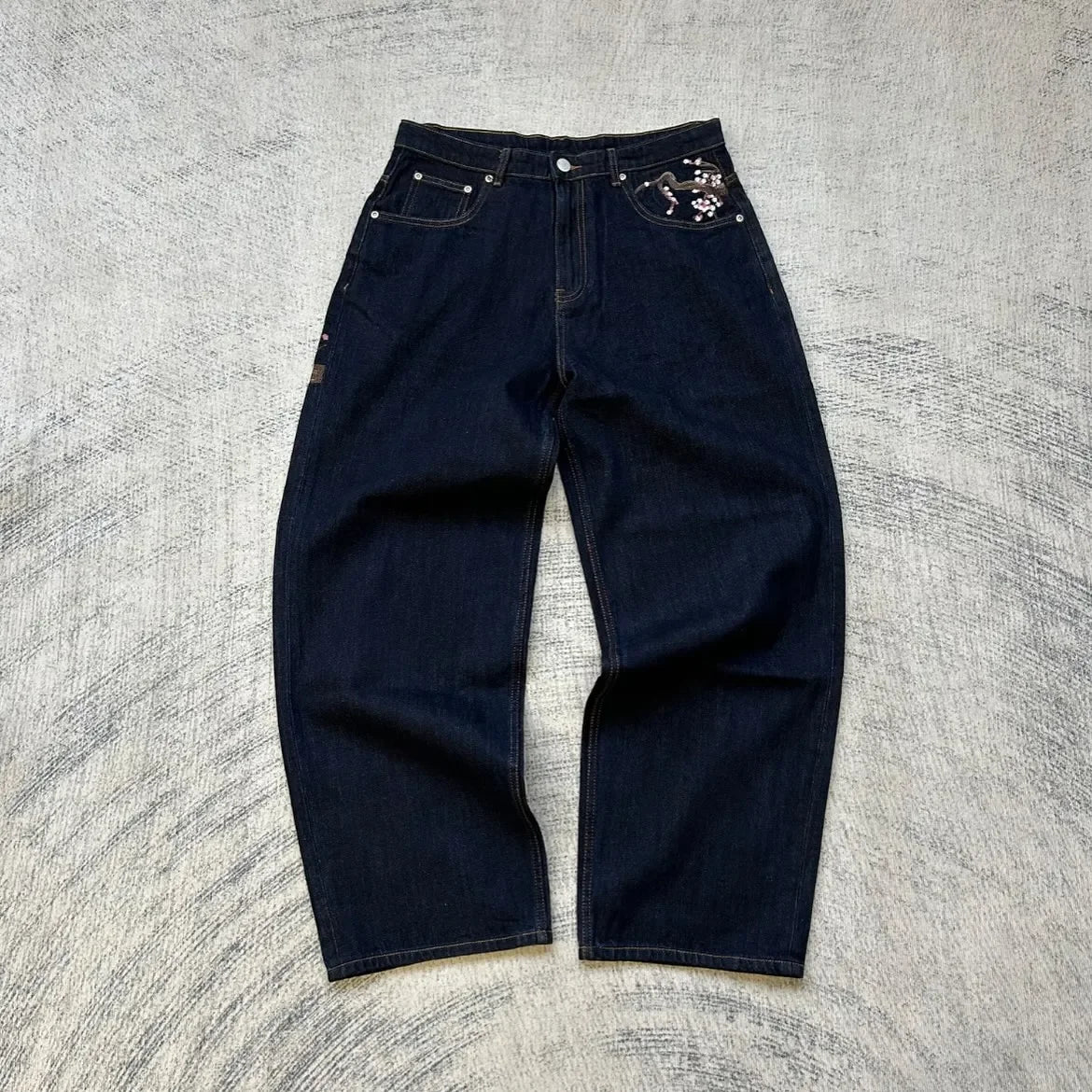 Y2K Low Rise Cherry Blossom Embroidery Jeans