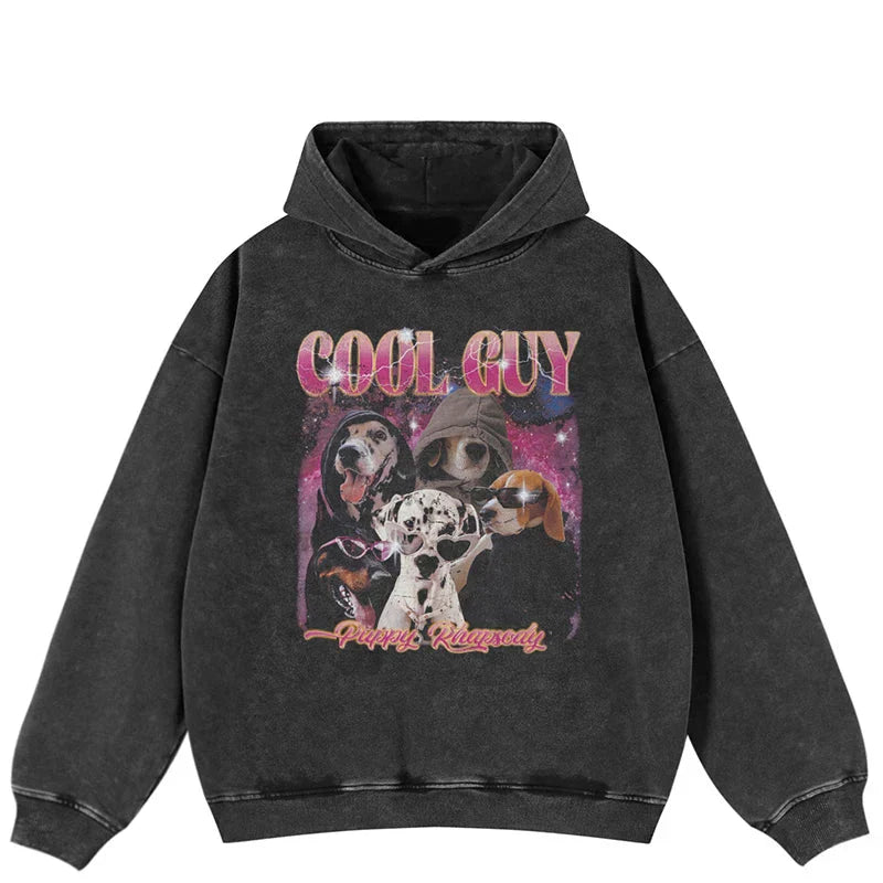 Cool Guys Dogs Print Hoodie