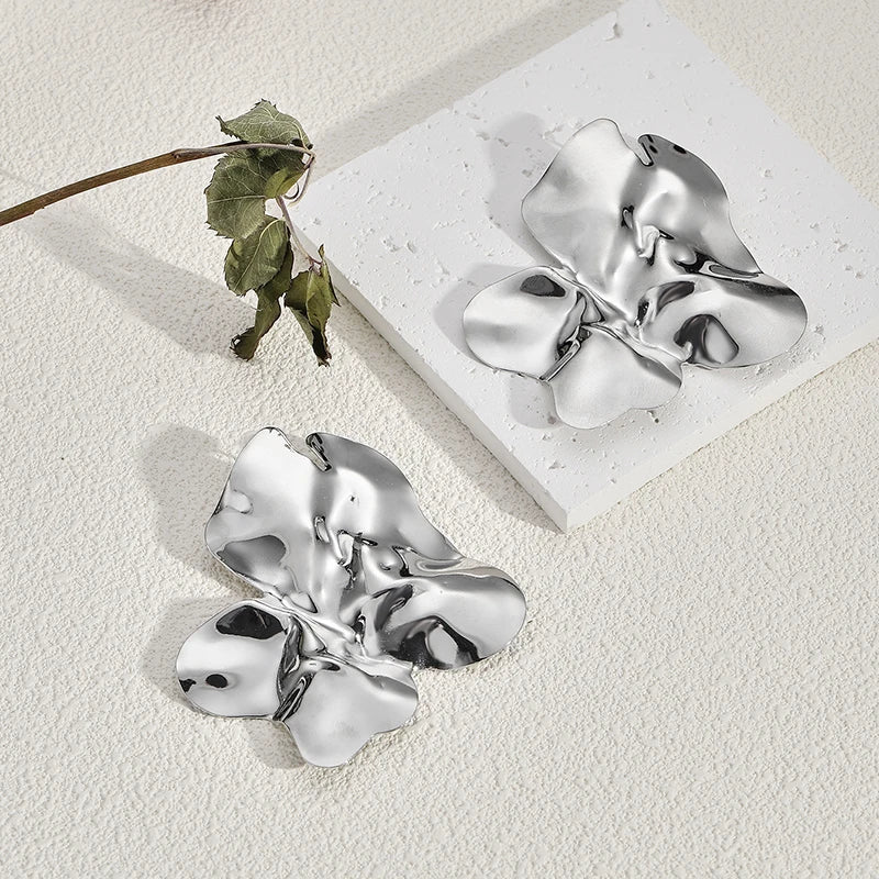 Irregular Metal Flower Earrings