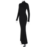Sexy Backless Long Sleeve Maxi Dress