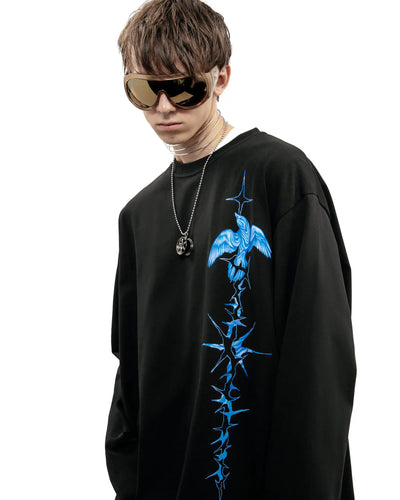 Caught Bird Print Sweatshirt